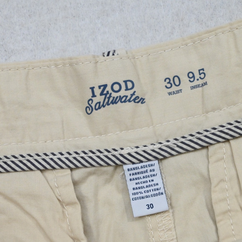 IZOD Saltwater Seaport Poplin Cargo Shorts Beige Flat Mens Size 32** x 9.5" NEW - Picture 3 of 6
